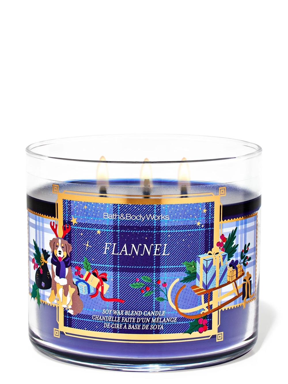 Bath & Body Works Flannel 3-Wick Candle - New with Decorative Lid